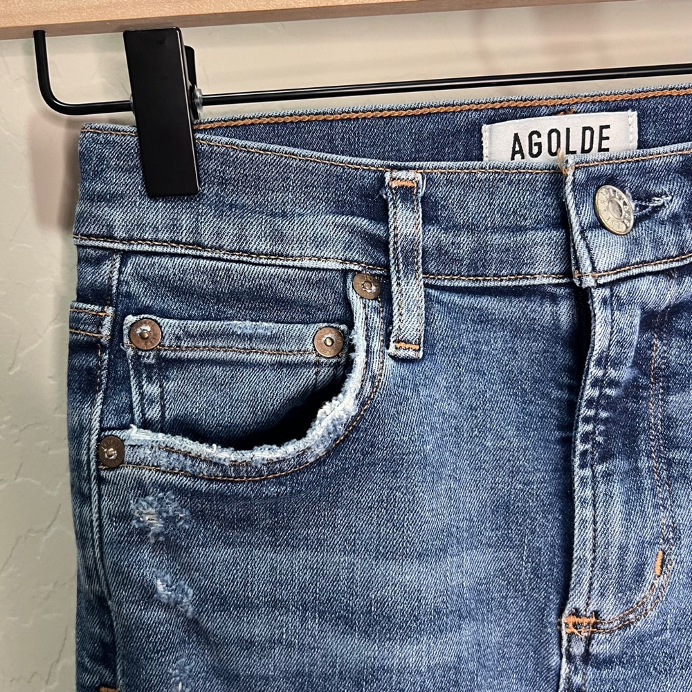 AGOLDE Jeans Distressed Blue Trendy Skinny Denim Cotton Turkey 90’s Slim Vintage - Picture 5 of 16